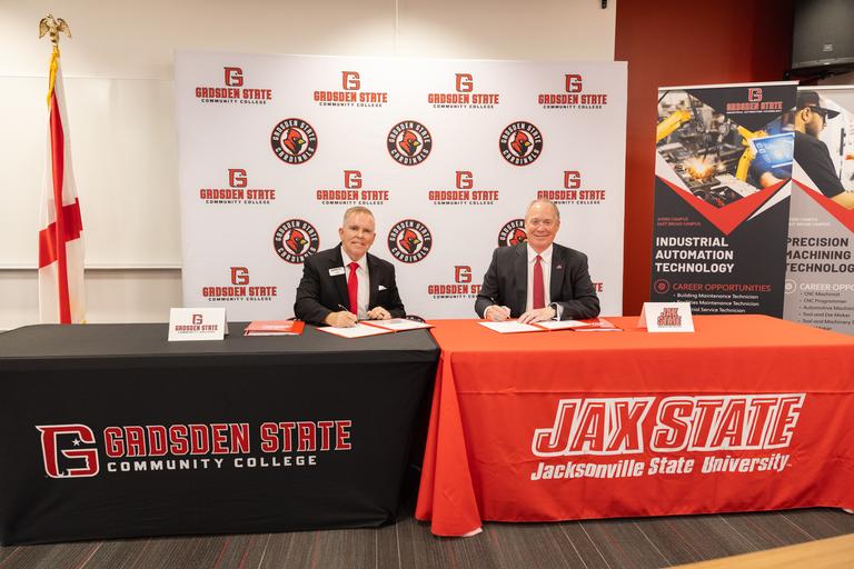Gadsden State Community College and Jacksonville State University have signed a transfer pathway agreement designed to help graduates of workforce-focused associate degree programs continue their education and earn a bachelor's degree.